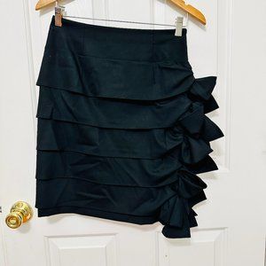 ANGELO TARLAZZI PARIS WOOL TIERED BOW LITTLE BLACK PENCIL SKIRT FRANCE